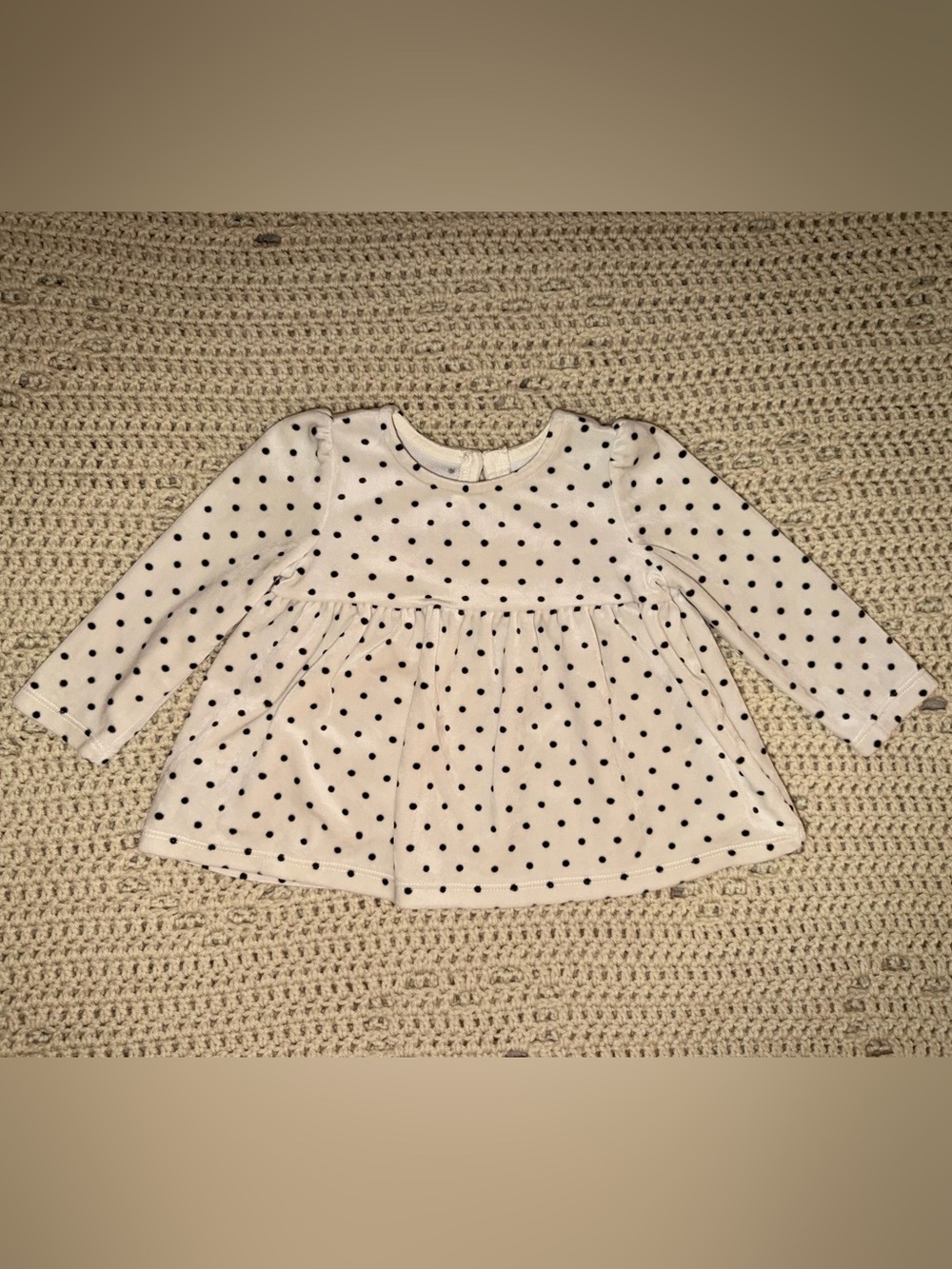 Baby Gap Cream Velour Polka Dot Peplum Top | 12-18M